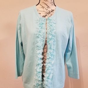 Charter Club mid sleeve button up sweater jacket, Large